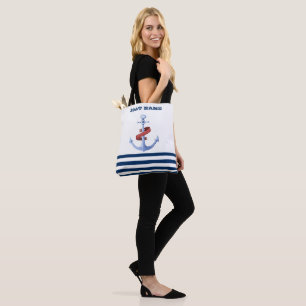 Schiffsname, Blaues Anker Marineblaue Streifen Tasche