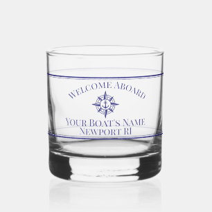 Schiffsname Docknautischer Kompass Trinkset Whiskyglas