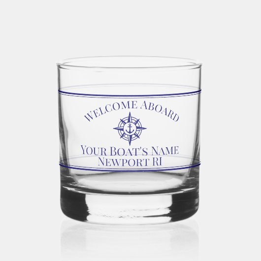 Schiffsname Docknautischer Kompass Trinkset Whiskyglas (Links)