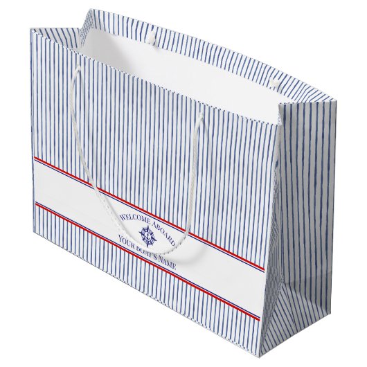Schiffsname Kompassrose nautischer Anker Große Geschenktüte (Rückseite Schrägansicht)