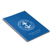 Schiffsname Nautical Anchor Blau Kapitänslogbuch Notizblock (Rechte Seite)
