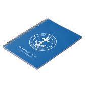 Schiffsname Nautical Anchor Blau Kapitänslogbuch Notizblock (Linke Seite)
