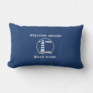 Schiffsname Nautical Classic Leuchtturm Navy Blau Kissen Für Draußen
