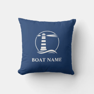 Schiffsname Nautical Classic Leuchtturm Navy Blue Kissen