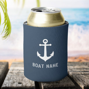 Schiffsname Nautical Vintage-Anker Grau Blau Dosenkühler