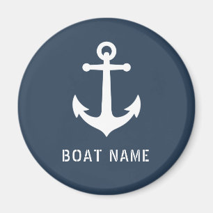 Schiffsname Nautical Vintage-Anker Ozean Grau Blau Magnet