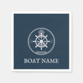 Schiffsname Navy Blue Nautic Personalisiert Serviette (Vorderseite)
