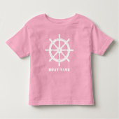 Schiffsname oder Ihr Name Helm Wheel Pink White Kleinkind T-shirt (Vorderseite)