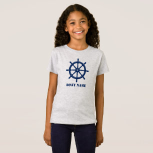 Schiffsname oder Ihr Name Schiff Helm Wheel Navy G T-Shirt