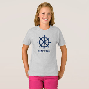 Schiffsname oder Ihr Name Schiff Helm Wheel Navy & T-Shirt
