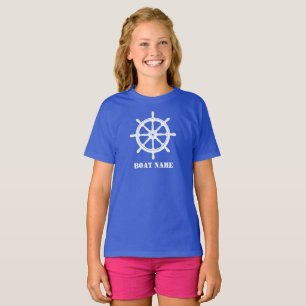 Schiffsname oder Ihr Name Schiff Helm Wheel Royal T-Shirt