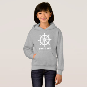 Schiffsname oder Ihr Name Schiff Helm Wheel White Hoodie