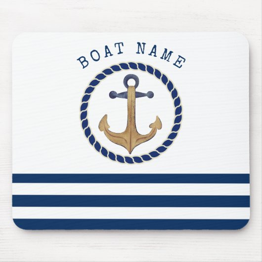 Schiffsname,Retro Anker Marineblau Mousepad (Vorne)