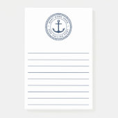 Schiffsname und Heimathafen nautischer Anker Post-it Klebezettel (Vorderseite)