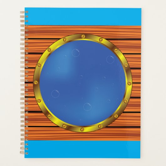 Schiffsporthole-Fenster mit blauem Wasser Planer (Vorderseite)