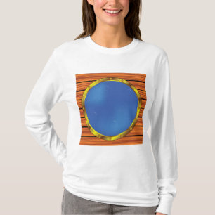 Schiffsporthole-Fenster mit blauem Wasser T-Shirt