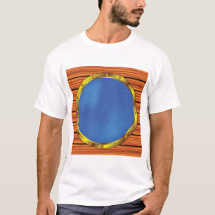 Schiffsporthole-Fenster mit blauem Wasser T-Shirt