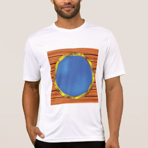 Schiffsporthole-Fenster mit blauem Wasser T-Shirt