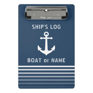 Schiffsprotokoll Ihr Bootname Vintager nautischer  Mini Klemmbrett