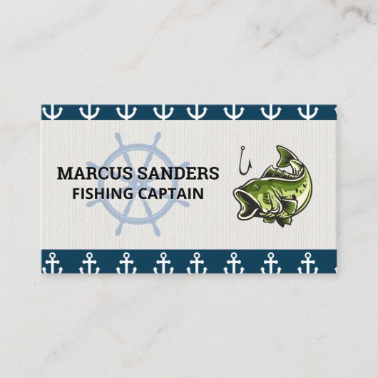 Schiffsrad | Ankermuster | Bassfisch Visitenkarte (Vorderseite)