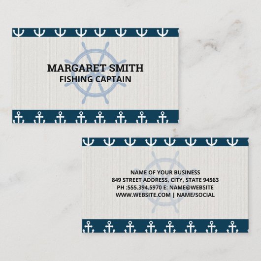 Schiffsrad | Ankermuster Visitenkarte (Vorne/Hinten)