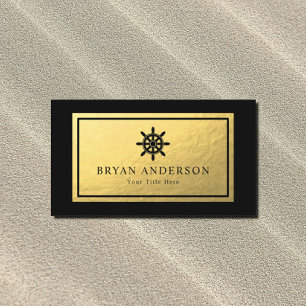 Schiffsrad - Imitate Gold Foil Business Card Visitenkarte