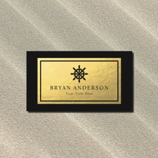 Schiffsrad - Imitate Gold Foil Business Card Visitenkarte