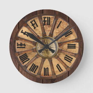 Schiffsrad, Kompass und Weltkarte Runde Wanduhr