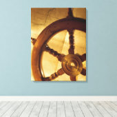 Schiffsrad und -karte leinwanddruck (Insitu (Holzboden))