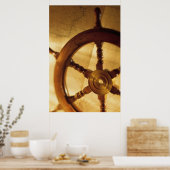 Schiffsrad und -karte poster (Küche)