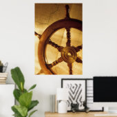 Schiffsrad und -karte poster (Heimbüro)