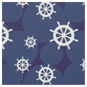 Schiffsräder Navy Blue und White Nautical Muster Stoff (Nahaufnahme)