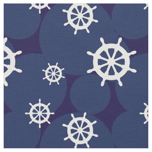 Schiffsräder Navy Blue und White Nautical Muster Stoff (Nahaufnahme)