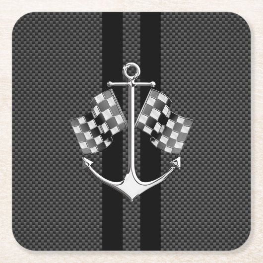 Schiffsrennen im Kohlefaserstil Rechteckiger Pappuntersetzer (Vorderseite)