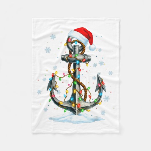 Schiffsschiff-Anker-Weihnachtslichter für Bootsfah Fleecedecke (Vorderseite)