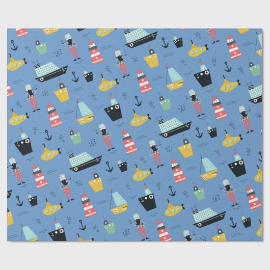 Schiffssegelschiffe des Leuchtturms Geschenkpapier (Flach)