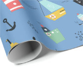 Schiffssegelschiffe des Leuchtturms Geschenkpapier (Rolleneckpunkt)