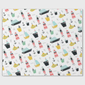 Schiffssegelschiffe des Leuchtturms Geschenkpapier (Flach)
