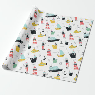 Schiffssegelschiffe des Leuchtturms Geschenkpapier