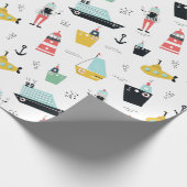 Schiffssegelschiffe des Leuchtturms Geschenkpapier (Ecke)