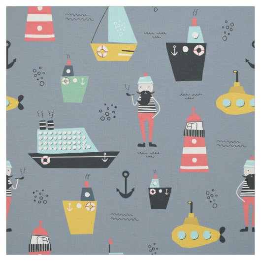 Schiffssegelschiffe des Leuchtturms Stoff (Muster)