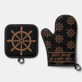 Schiffssegler Ofenhandschuh & Topflappen-Set (Vorderseite)