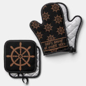 Schiffssegler Ofenhandschuh & Topflappen-Set (Vorderseite/Rückseite)