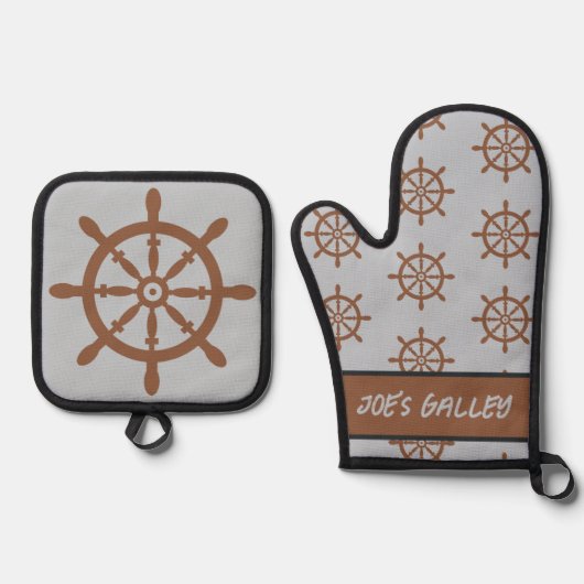 Schiffssegler Ofenhandschuh & Topflappen-Set (Vorderseite)