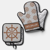 Schiffssegler Ofenhandschuh & Topflappen-Set (Vorderseite/Rückseite)