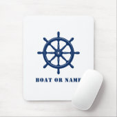 Schiffssteuer Ruder & Ihr Boot oder Name Blau Mousepad (Mit Mouse)