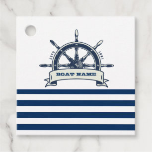 Schiffssteuer, Streifen in Navyblau und Weiß Geschenkanhänger