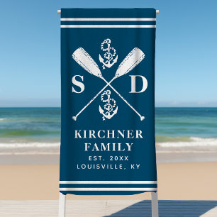 Schiffstaue Boot Ruder Familienmonogramm Marine Strandtuch