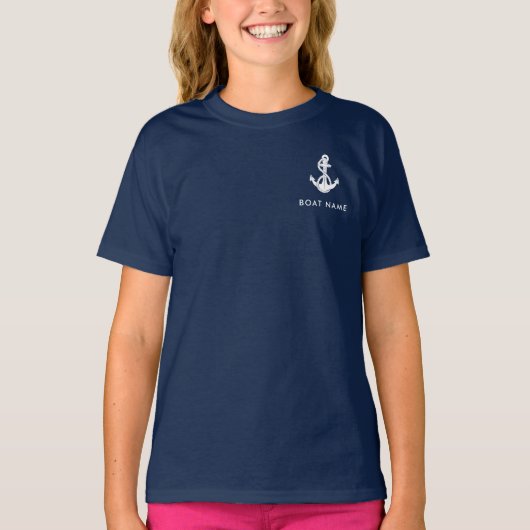 Schiffstaugliches Bootsanker- und Namencrew-Design T-Shirt (Vorderseite)
