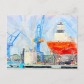 Schiffswerft in Warmenünde. Ostsee. Postkarte (Vorderseite)